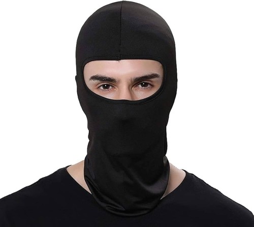 قناع وجه رجالي شتوي بلون أسود سادة